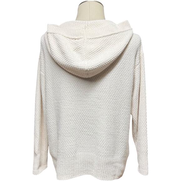 Tommy Bahama Chenille Textured V-Neck Hoodie Cream Off White Medium - Picture 3 of 5
